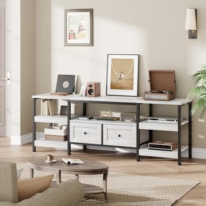 71" Rustic TV Stand with Storage - Holds TVs Up to 75", 2 Drawers & Open Shelves, Industrial Metal Frame Entertainment Center - 1 of 4