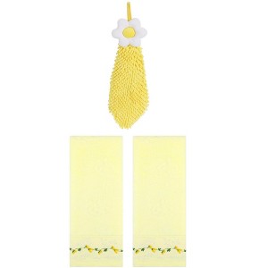 REGALWOVEN 3 Pcs Floral Soft Absorbent Hand Towel for Bathroom Kitchen - 1 of 4