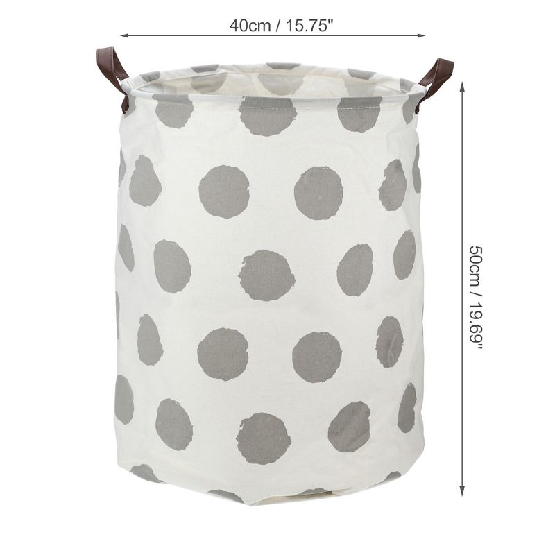 Unique Bargains 3661 Cubic-in Foldable Cylindrical Laundry Basket Gray 1 Pc Polka Dots, 3 of 7