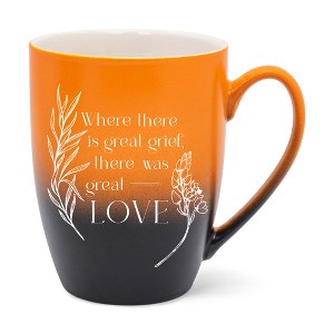 Elanze Designs Where There Is Great Grief There Was Great Love Two Toned Ombre Matte Orange and Black 12 ounce Ceramic Stoneware Coffee Cup Mug - 1 of 4