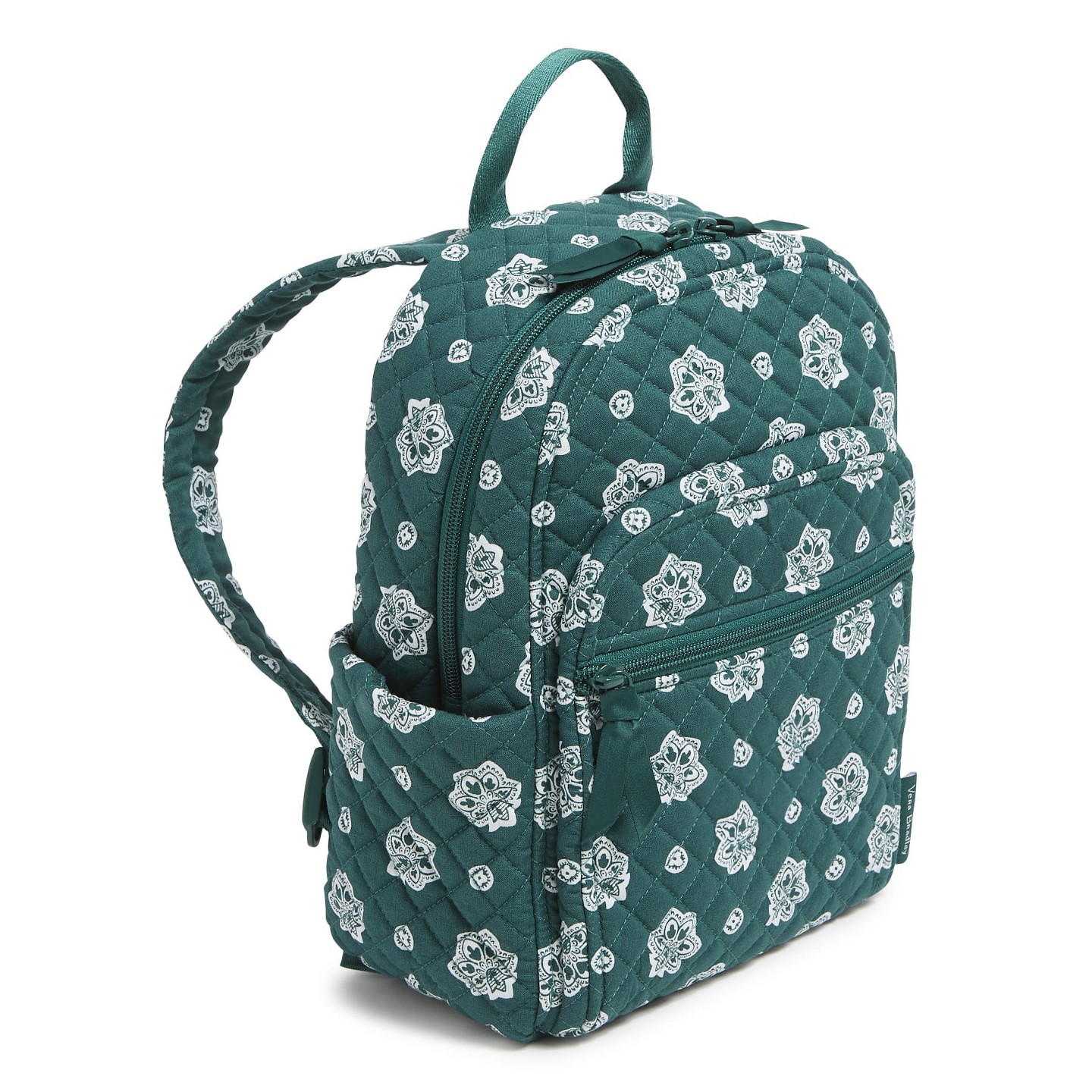 Vera Bradley Women's Cotton Small Backpack Bandana Paisley - Silver and Black, цвет: Зелёный — фото 2