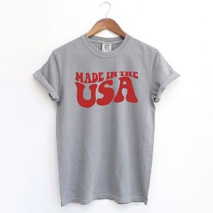 Simply Sage Market Women's Made In The USA Wavy Short Sleeve Garment Dyed Tee - 1 of 4
