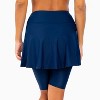 Calypsa Women's High Waisted Chlorine Resistant Flowy Swim Skirt With Attached Shorts - 3 of 4