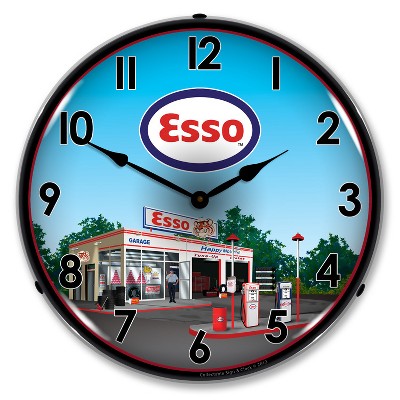 Collectable Sign & Clock | Esso Station LED Wall Clock Retro/Vintage, Lighted