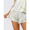 cheibear Women's Satin Lounge Sleeveless Soft Lingerie Cami Tops with Shorts Ruffled Pajamas Sets - 4 of 4