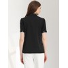 Allegra K Women's Contrast Trim Point Collar Puff Short Sleeve Button Down Shirt - 4 of 4