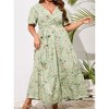 YESFASHION Women Plus Size Wrap Dress High Waist Short Sleeve Ruffle Casual Summer Maxi Dresses with Belt - 4 of 4