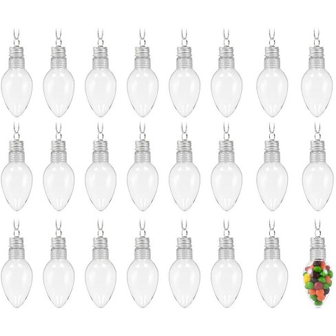 24 Pack Clear Ornaments for Crafts Fillable, Clear Ornament Balls