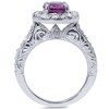 Pompeii3 1 5/8ct Pink Sapphire & Diamond Vintage Engagement Ring 14K White Gold - 3 of 4
