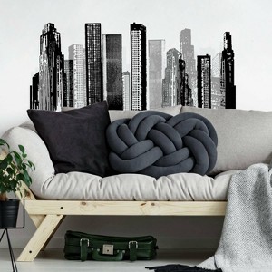 RoomMates Cityscape Peel and Stick Giant Wall Decal Black: Vinyl Self-Adhesive Modern Shapes for All Ages - 1 of 4