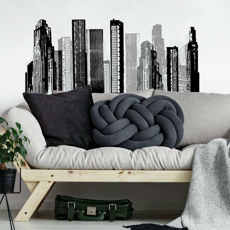 Cityscape Peel and Stick Giant Wall Decal Black - RoomMates, 1 of 8