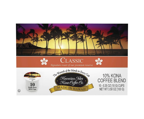Hawaiian Isles Classic Medium Roast Coffee - Single Serve Pods - 10ct