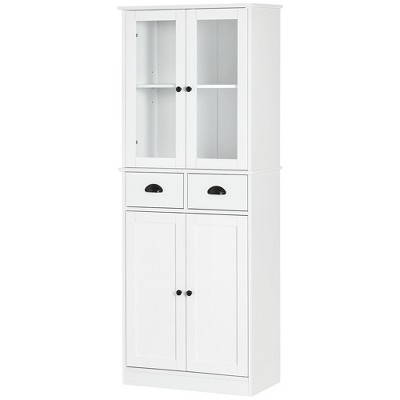 White 61" Freestanding Kitchen Pantry Cabinet with Adjustable Shelves