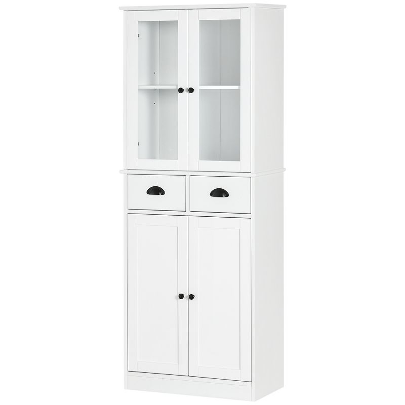 HOMCOM 61" Freestanding Kitchen Pantry, Storage Cabinet with Soft Close Doors, Adjustable Shelves, and 2 Drawers, White, 4 of 7