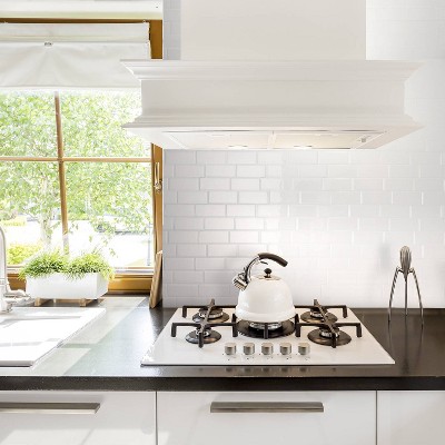 White Vinyl Peel and Stick Subway Tile Wall Mural Set