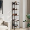 vidaXL Smoked Oak Engineered Wood 5-Tier Freestanding Bookcase - Modern Multi-Shelf Storage Organizer for Home/Office - 2 of 4