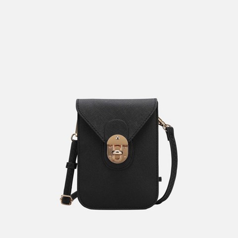 MKF Collection Phone Crossbody Bag, Havana Saffiano Vegan Leather Convertible Clutch | MKF Collection by Mia K - Black
