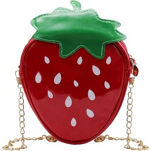 Girl's strawberry wallet, can be carried alone or paired with a soft strawberry crossbody bag, giving girls a sweet little surprise - 1 of 4