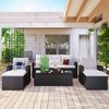 6-piece All-Weather Wicker PE rattan Patio Outdoor Dining Conversation Sectional Set with coffee table, wicker sofas, ottomans,  removable cushions - 2 of 4