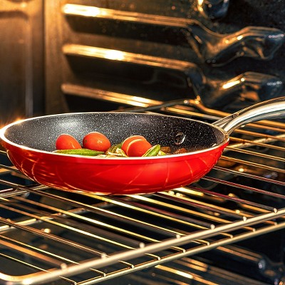 10-Piece Red Nonstick Aluminum Cookware Set with Glass Lids