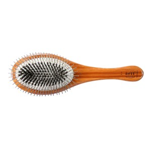 Bass Pet Brushes The Hybrid Groomer Shine & Condition, Patented & Award Winning, Natural Bristle + Alloy Pin Bamboo Handle Large Oval Dark Bamboo - 1 of 4