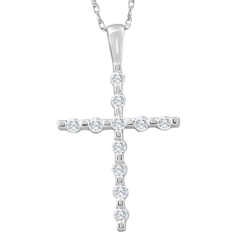 Pompeii3 1/5Ct Diamond Cross Pendant 10k White Gold 18" 10k Gold Necklace - image 1 of 4