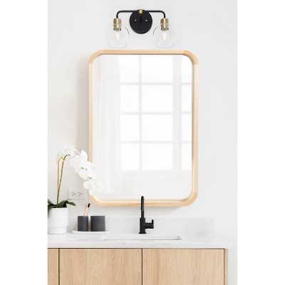 Natural Wood Rectangular Vanity Wall Mirror, 24 x 36