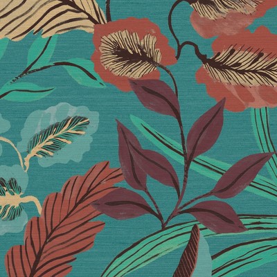 Sublime Paradise Arts Blue Floral Non-Pasted Vinyl Wallpaper