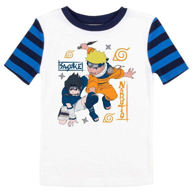 Naruto Classic Characters Youth Blue Striped Short Sleeve Pajama Set, 2 of 5