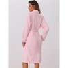 cheibear Women's Lounge Robe Soft Warm Flannel Plush Fluffy Bathrobe with Belt and Pockets - 4 of 4