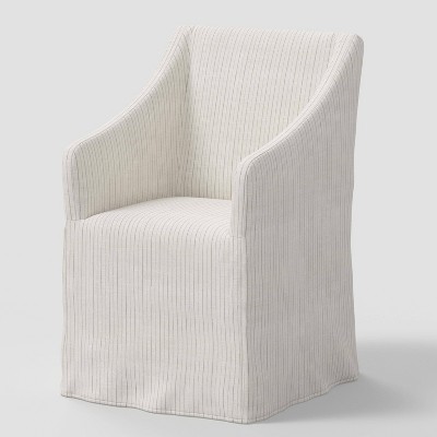 Sloped Arm Slipcovered Dining Chair in Pinstripe Glacier - Threshold™