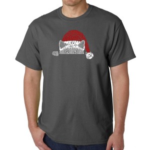 LA Pop Art Christmas Peeking Cat - Men's Word Art T-Shirt - 1 of 4