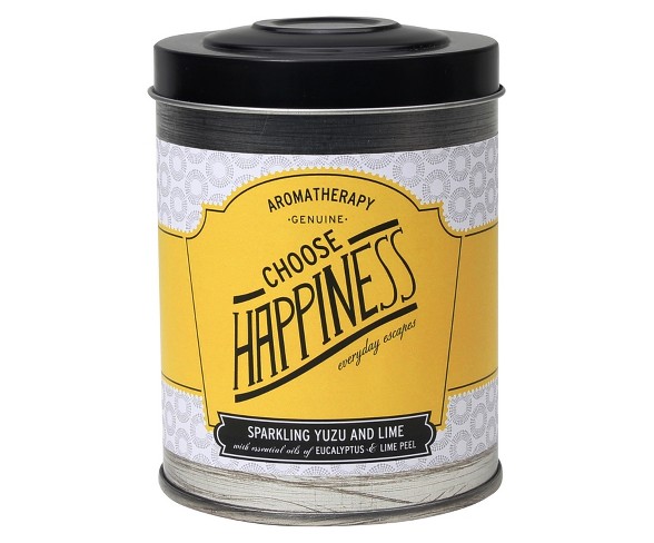 8.6oz Lidded Tin Jar Candle Choose Happiness - Aromatherapy
