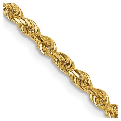 Black Bow Jewelry 2.5mm 14k Yellow Gold Solid Diamond Cut Rope Chain Necklace