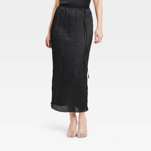 Women s Textured Crinkle Satin Midi Skirt A New Day Target