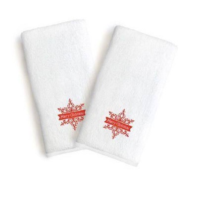 White Flakes on Red - Hand Towel