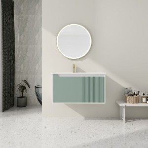 Wall-Mounted Bathroom Vanity with Ceramic Sink, Bathroom Vanity with Soft Close Door - 1 of 4