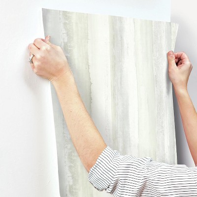 Tan Watercolor Stripe Peel and Stick Vinyl Wallpaper