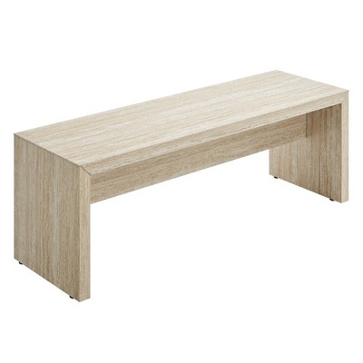 Modway Mirella Bench – 53.5" Faux Travertine Upholstered Bench with Black Metal Base for Entryway or Dining Room