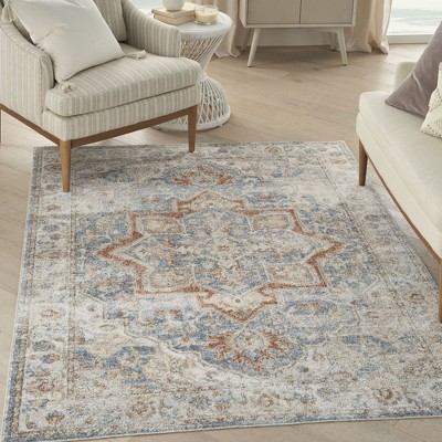 Denim Multicolor Floral Synthetic 4' x 6' Reversible Area Rug