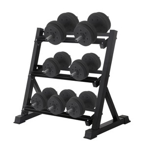 BestMassage 3 Tier Dumbbell Rack Solid Steel Weight Holder 660lbs Capacity Quick Assembly, Black - 1 of 4