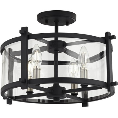 Generation Lighting Ethan 16 1/2" Iron and Glass Round Ceiling Light