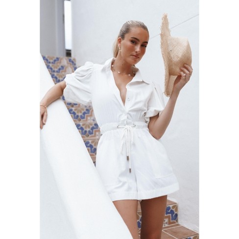 Petal And Pup Womens Annie Linen Romper - White S : Target