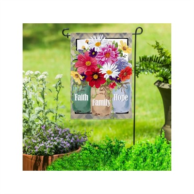 Faith Hope Love Mason Jars Garden Suede Flag