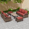 EAGLE PEAK Wicker Outdoor Patio Conversation Set, 2 Swivel Rocking Chairs, 3-Seat Loveseat, 2 Ottomans and Coffee Table, 6 Pieces - 2 of 4