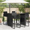 vidaXL Patio Bar Table with Acacia Wood Top Black 57.1"x31.5"x43.3" Poly Rattan - 3 of 4