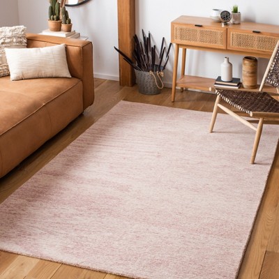 Hand-Tufted Pink and Ivory Wool Area Rug, 5' x 8'