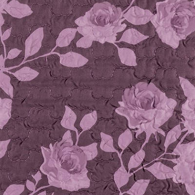 Aubergine Rose Design Scalloped Edge Polyester Pillow Sham