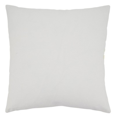 Lime and White Embroidered Citrus Square Pillow