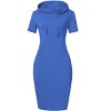 Women's Short Sleeve Hooded Sweatshirt Dress, Pullover Casual Hoodie Midi Dress - 4 of 4